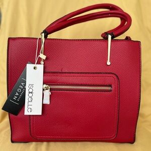 Isabelle Vegan leather red handbag